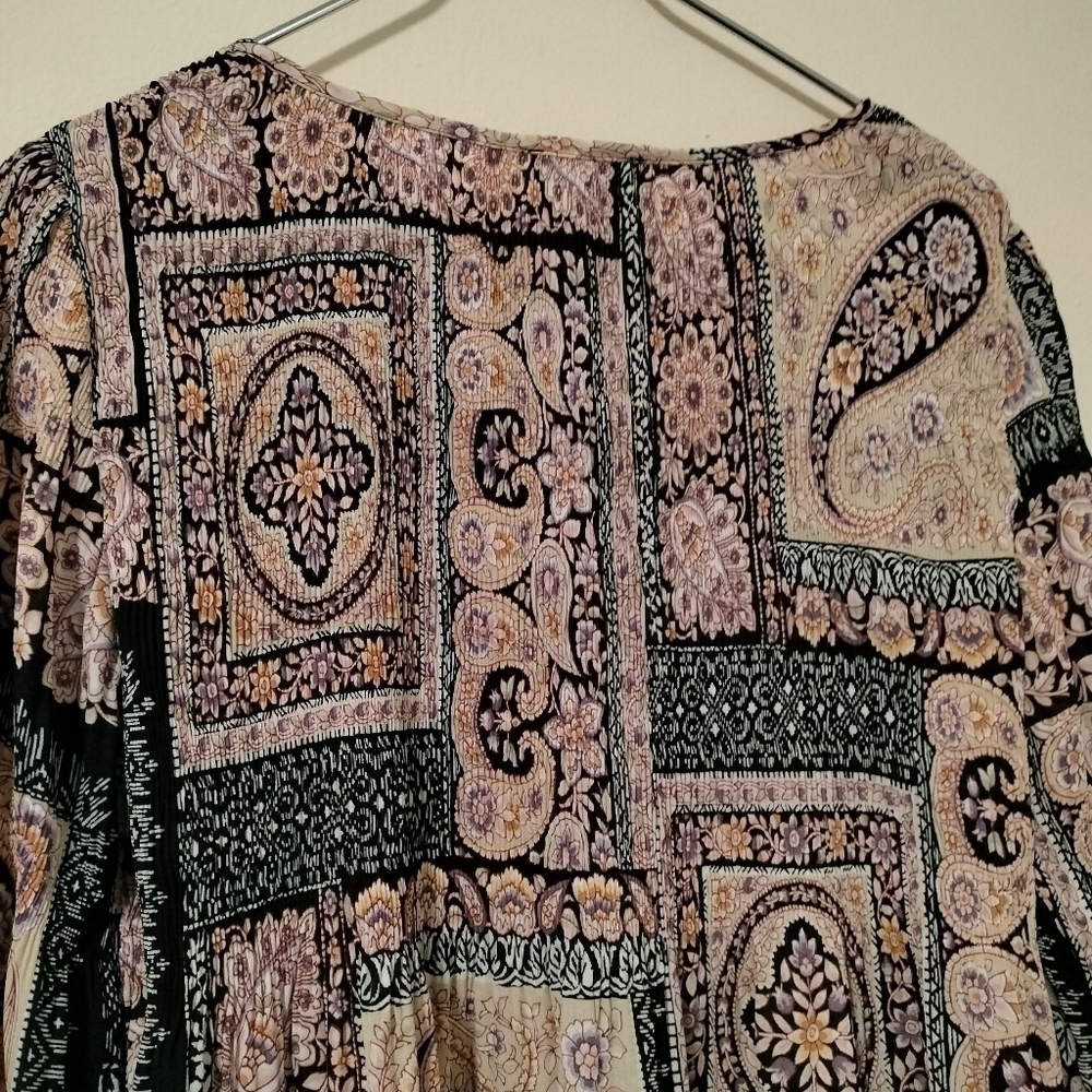 Floral & Ivy Size Medium Peasant Floral Blouse Shirt Boho Vibe Pleated Peasant - Picture 6 of 7